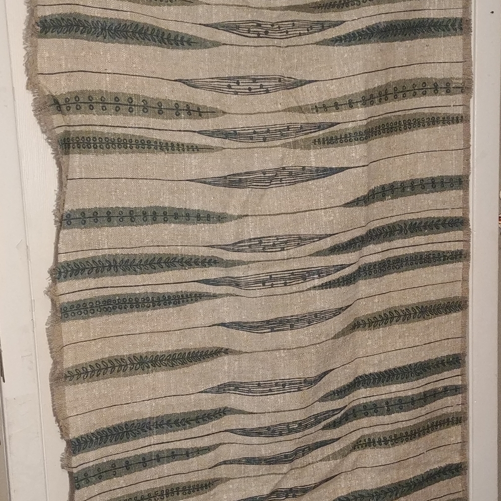 VTG MCM Natural Linen Botanical Print Fabric